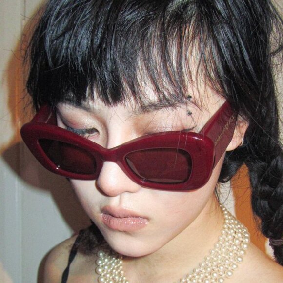 NEW ALEXANDER MCQUEEN AM0434S 006 CAT EYE WOMEN BURGUNDY SUNGLASSES main image 4